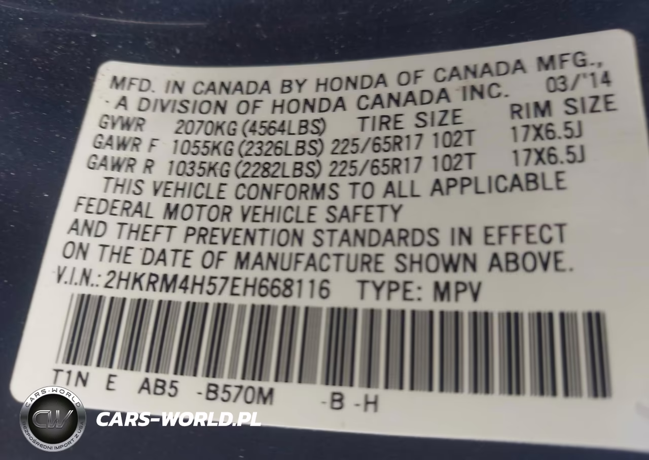 2014 Honda Cr-V Ex VIN:2HKRM4H57EH668116 - 9