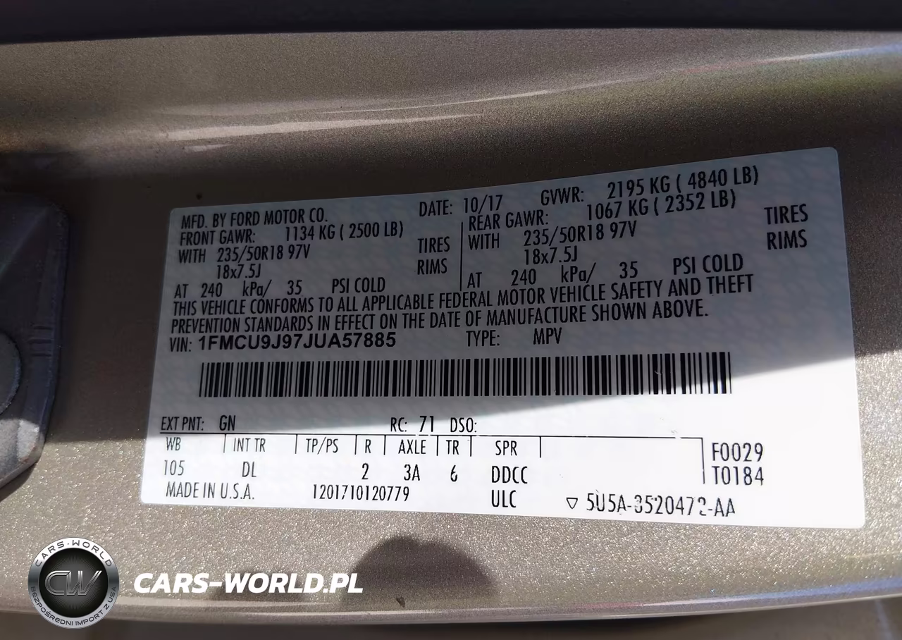 2018 Ford Escape Titanium VIN:1FMCU9J97JUA57885 - 9