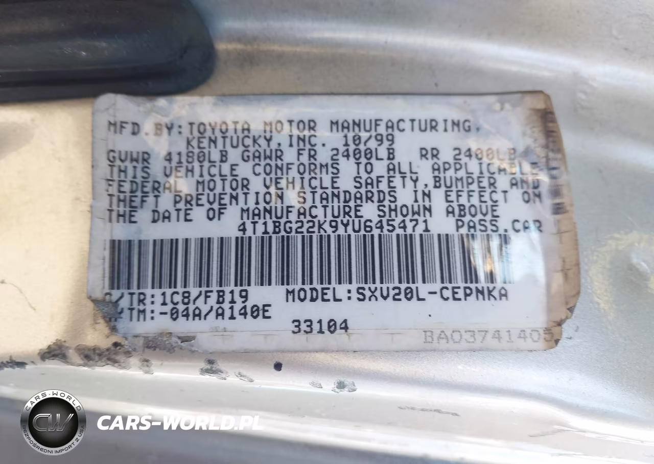 2000 Toyota Camry Le VIN:4T1BG22K9YU645471 - 9
