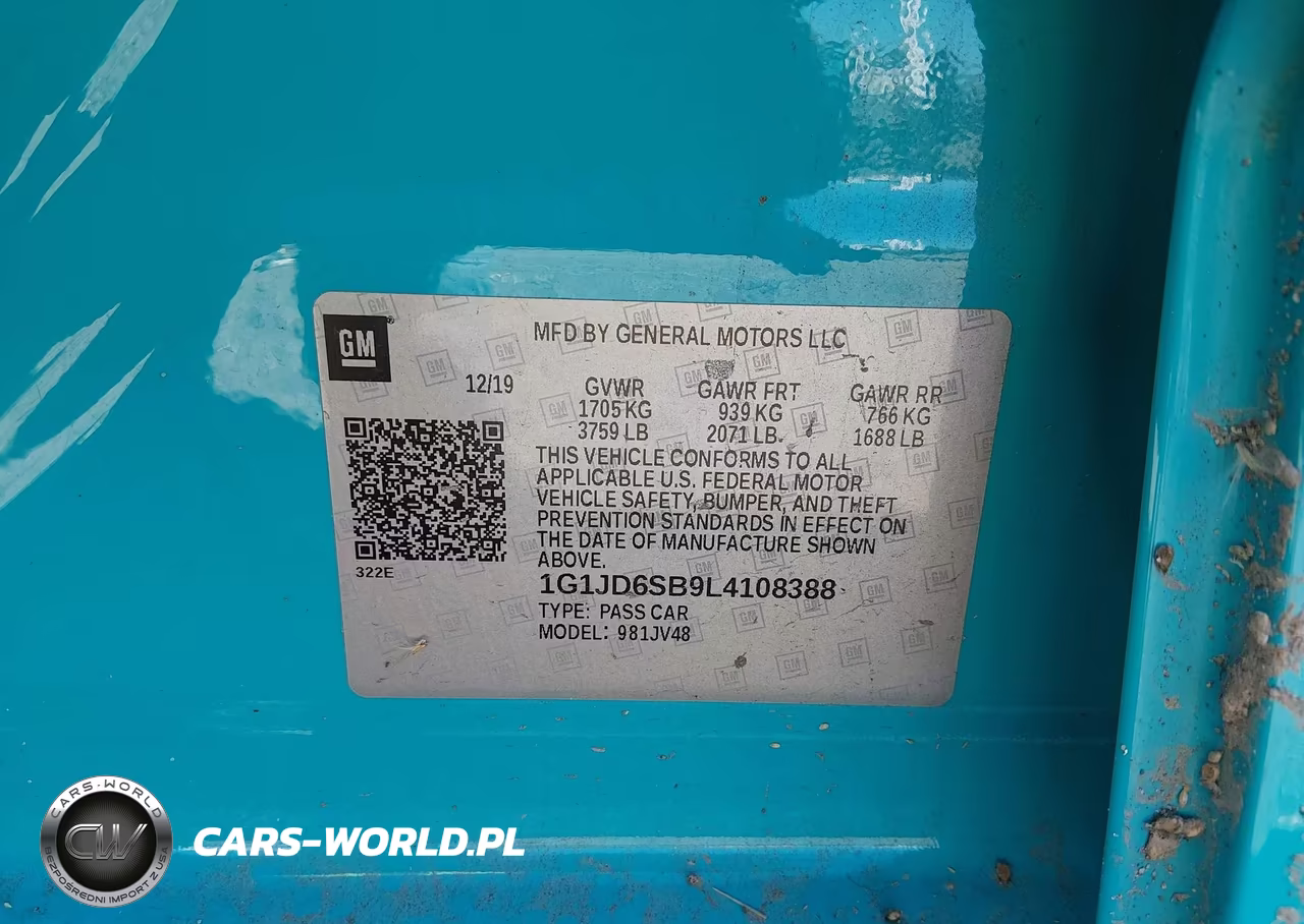 2020 Chevrolet Sonic Fwd Lt 5-Door VIN:1G1JD6SB9L4108388 - 9