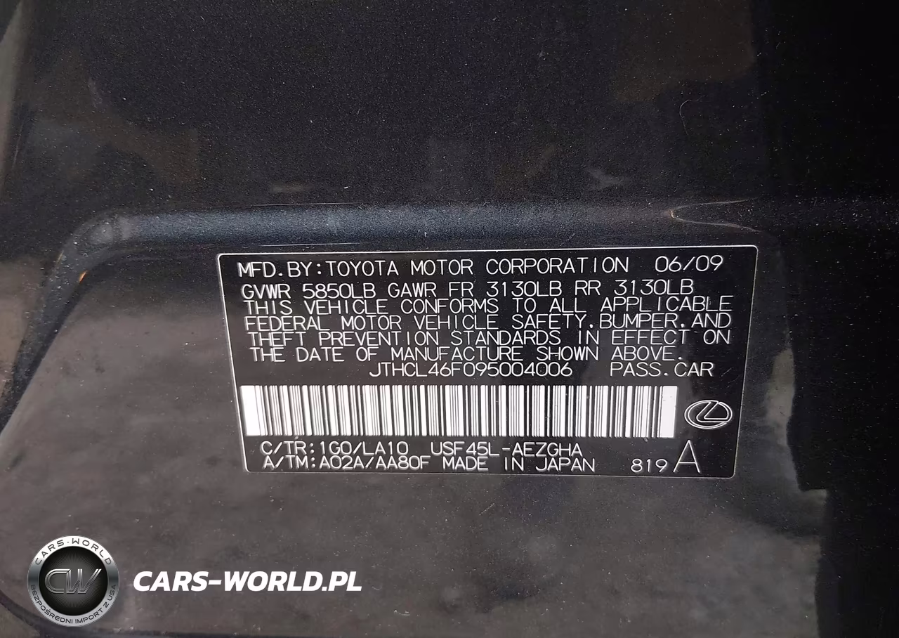2009 Lexus Ls 460 VIN:JTHCL46F095004006 - 9