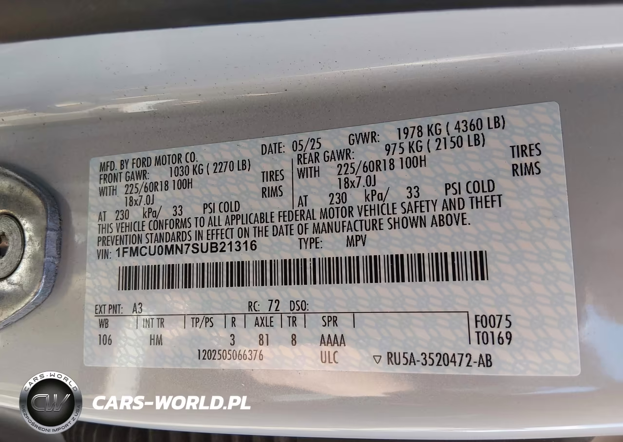 2025 Ford Escape St-Line VIN:1FMCU0MN7SUB21316 - 9