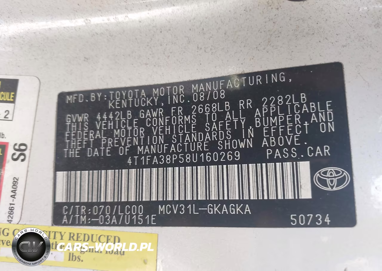 2008 Toyota Camry Solara Sle VIN:4T1FA38P58U160269 - 9