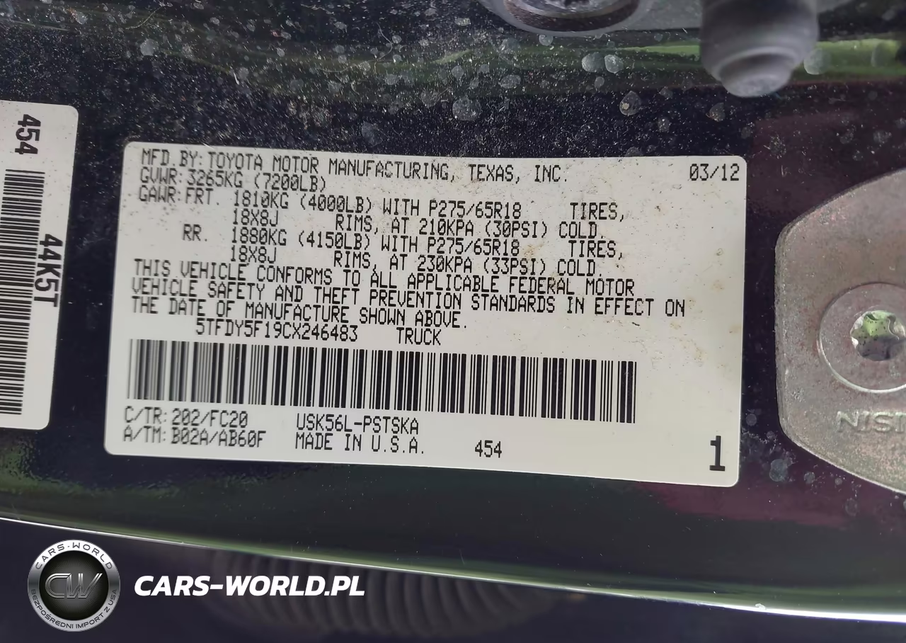 2012 Toyota Tundra Grade 5.7L V8 VIN:5TFDY5F19CX246483 - 9