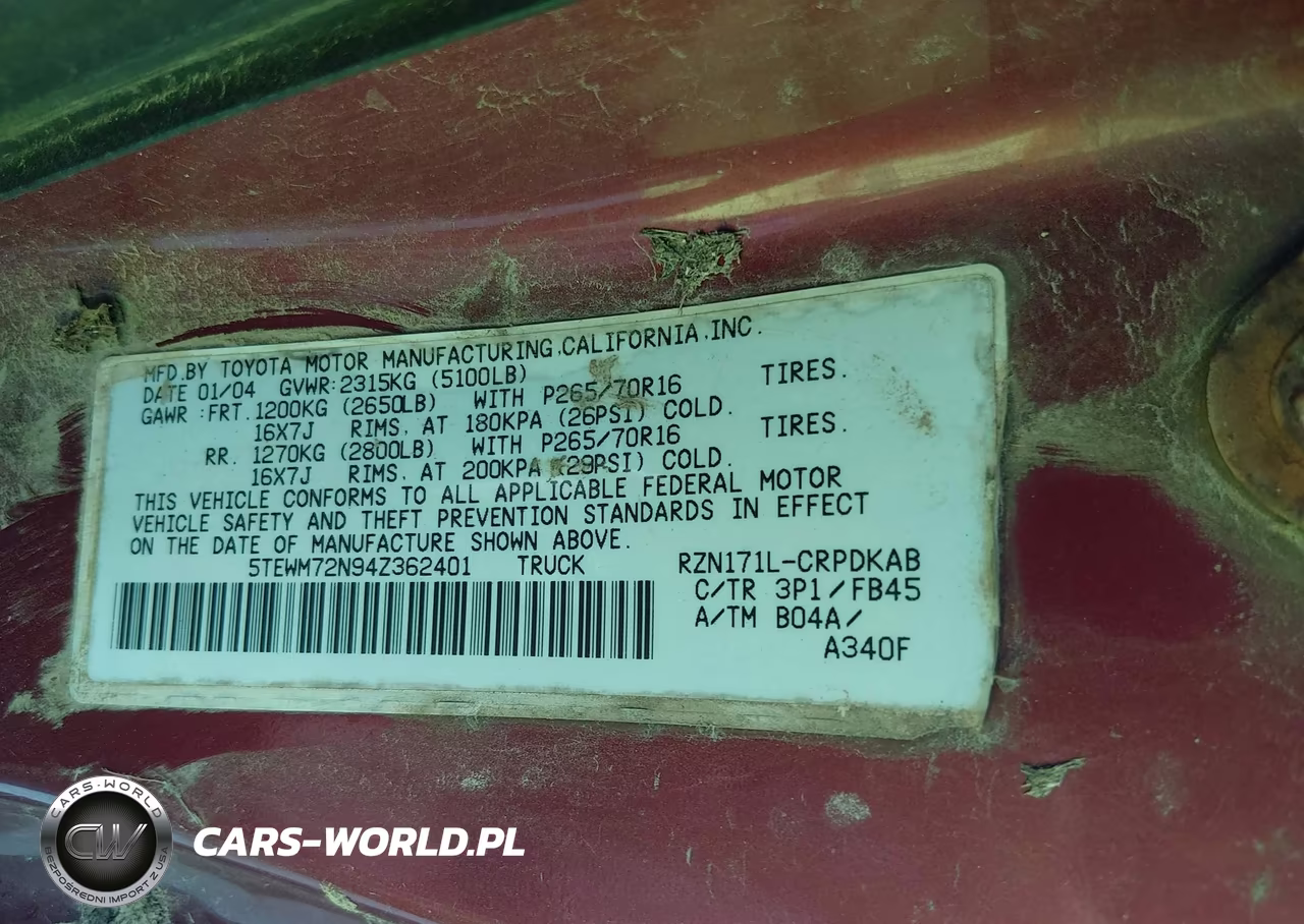 2004 Toyota Tacoma VIN:5TEWM72N94Z362401 - 9