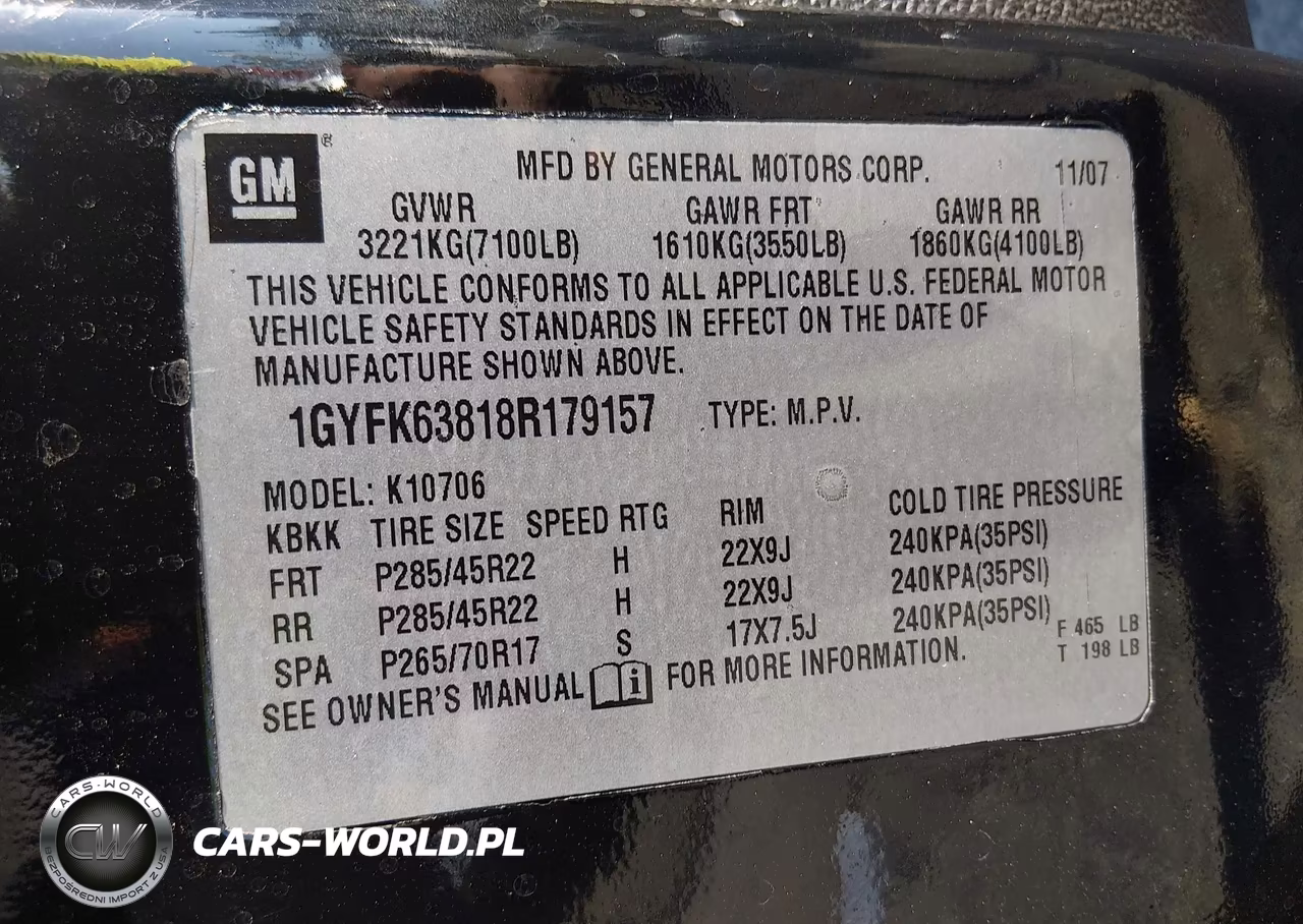 2008 Cadillac Escalade Standard VIN:1GYFK63818R179157 - 9