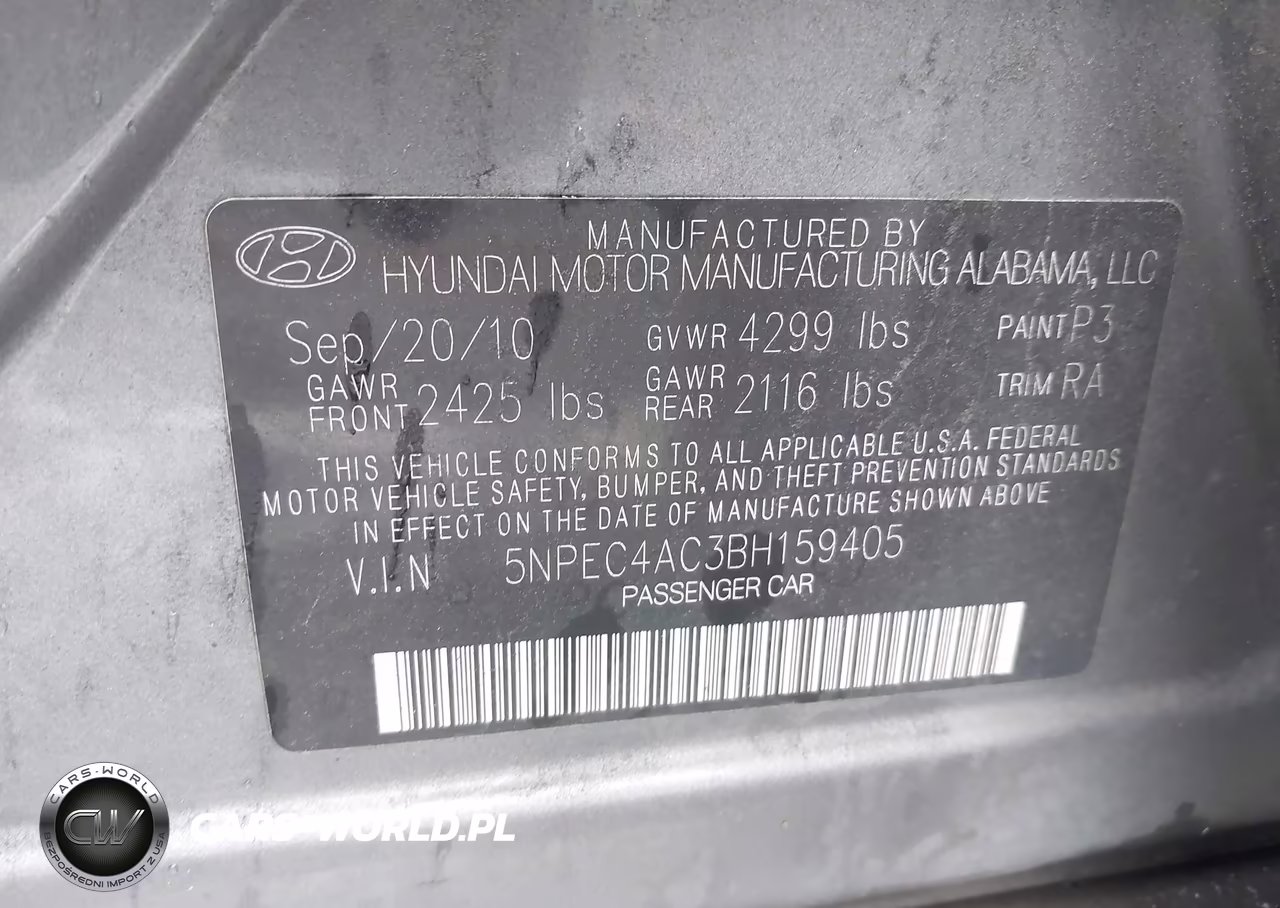 2011 Hyundai Sonata Se VIN:5NPEC4AC3BH159405 - 9