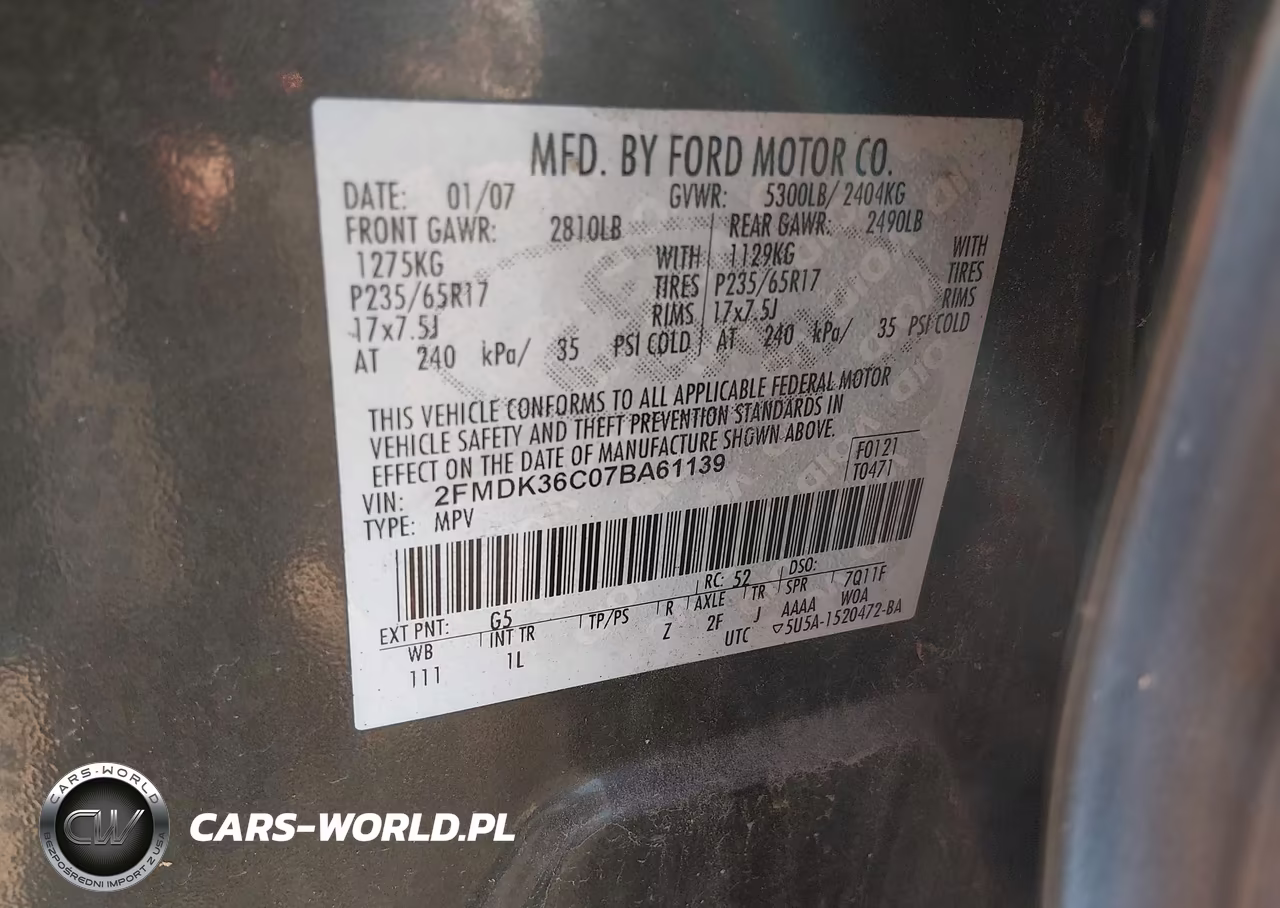 2007 Ford Edge Se VIN:2FMDK36C07BA61139 - 9