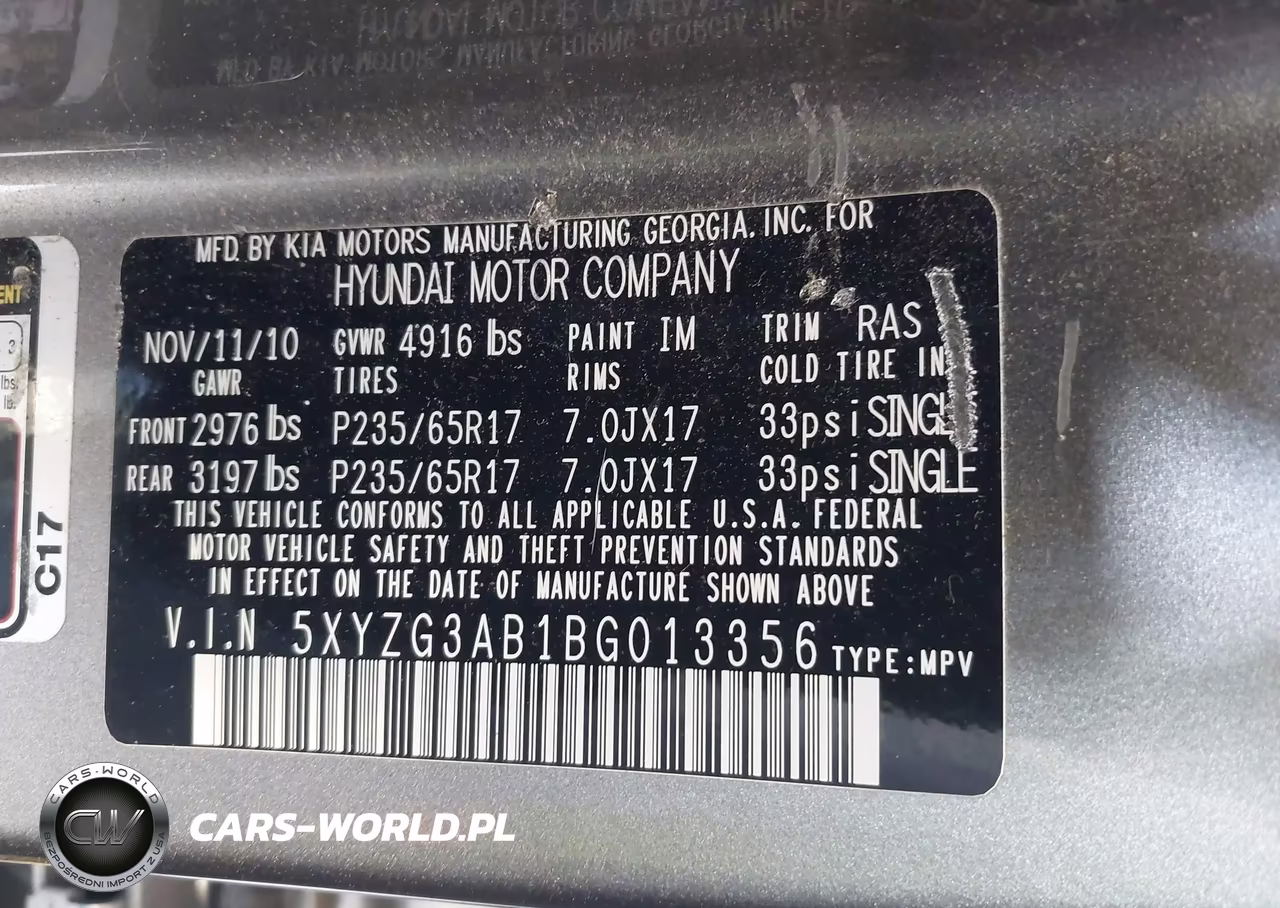 2011 Hyundai Santa Fe Gls VIN:5XYZG3AB1BG013356 - 9