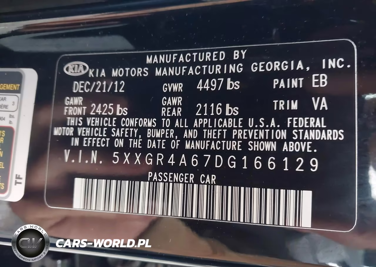 2013 Kia Optima Sx VIN:5XXGR4A67DG166129 - 9