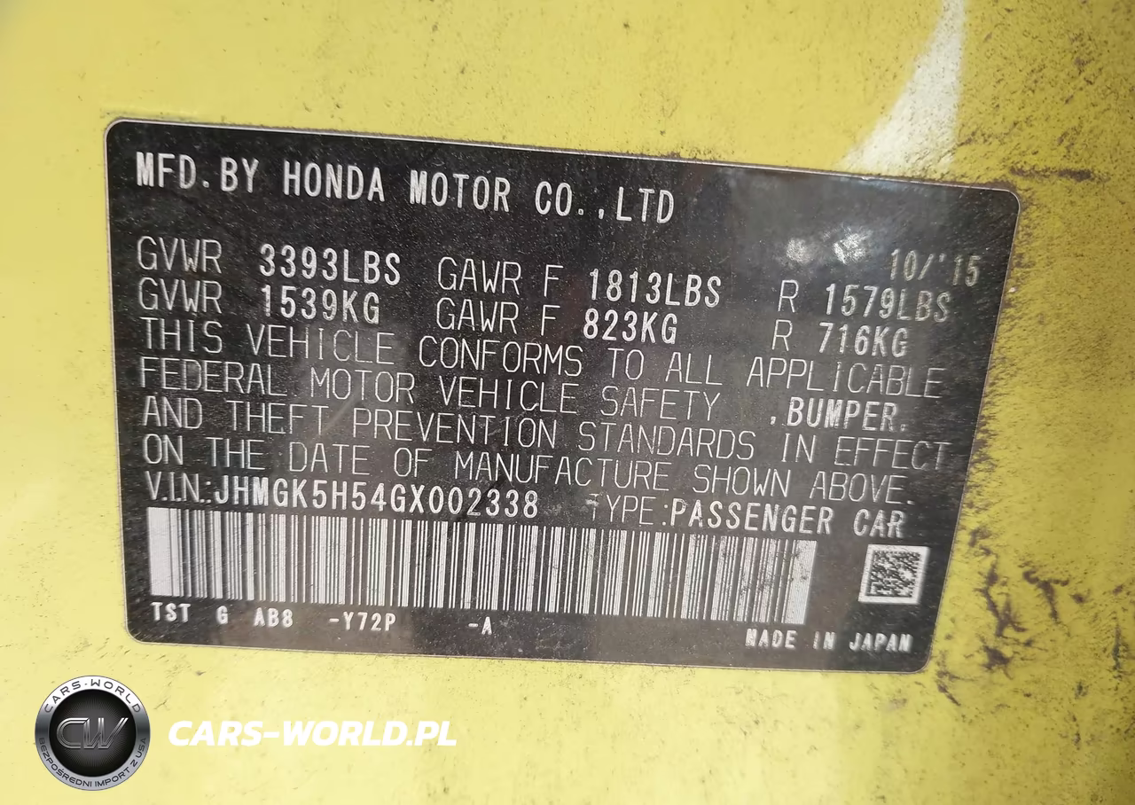 2016 Honda Fit Lx VIN:JHMGK5H54GX002338 - 9