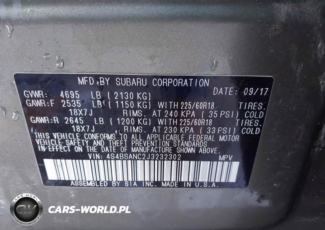 2018 Subaru Outback 2.5I Limited VIN:4S4BSANC2J3232302 - 9