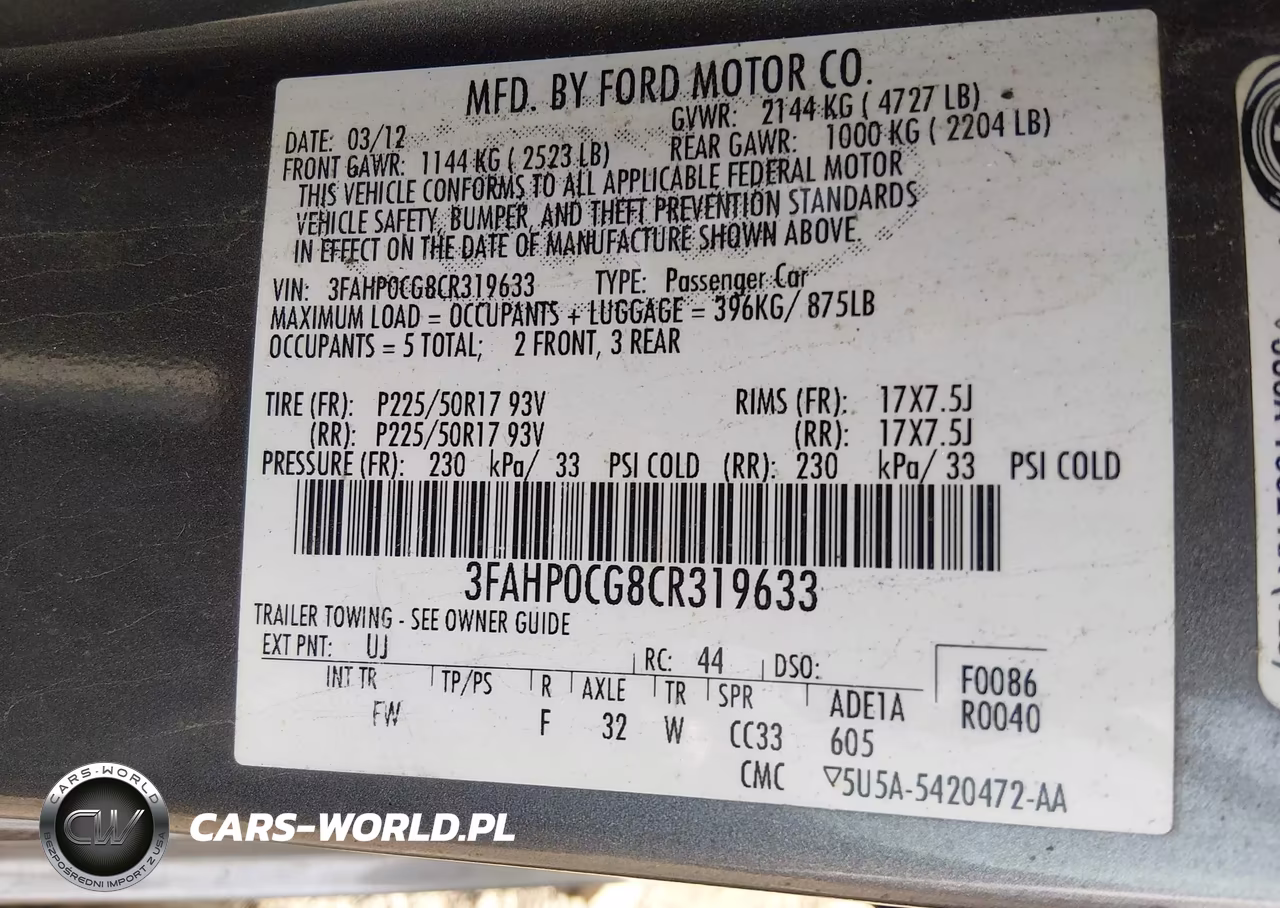 2012 Ford Fusion Sel VIN:3FAHP0CG8CR319633 - 9