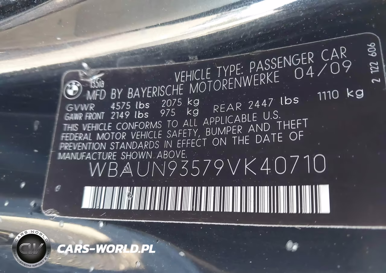 2009 BMW 135I VIN:WBAUN93579VK40710 - 9