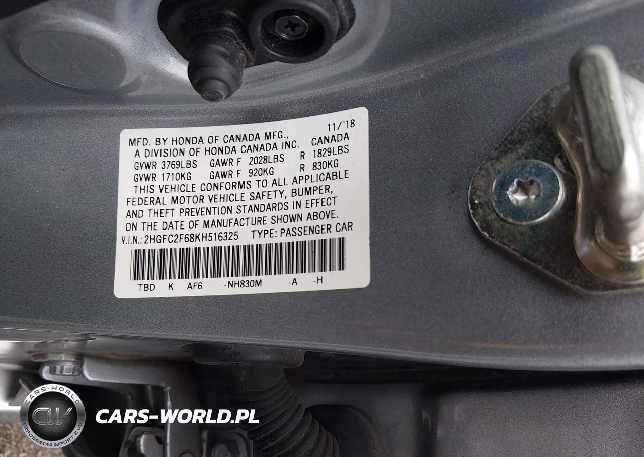 2019 Honda Civic Lx VIN:2HGFC2F68KH516325 - 9