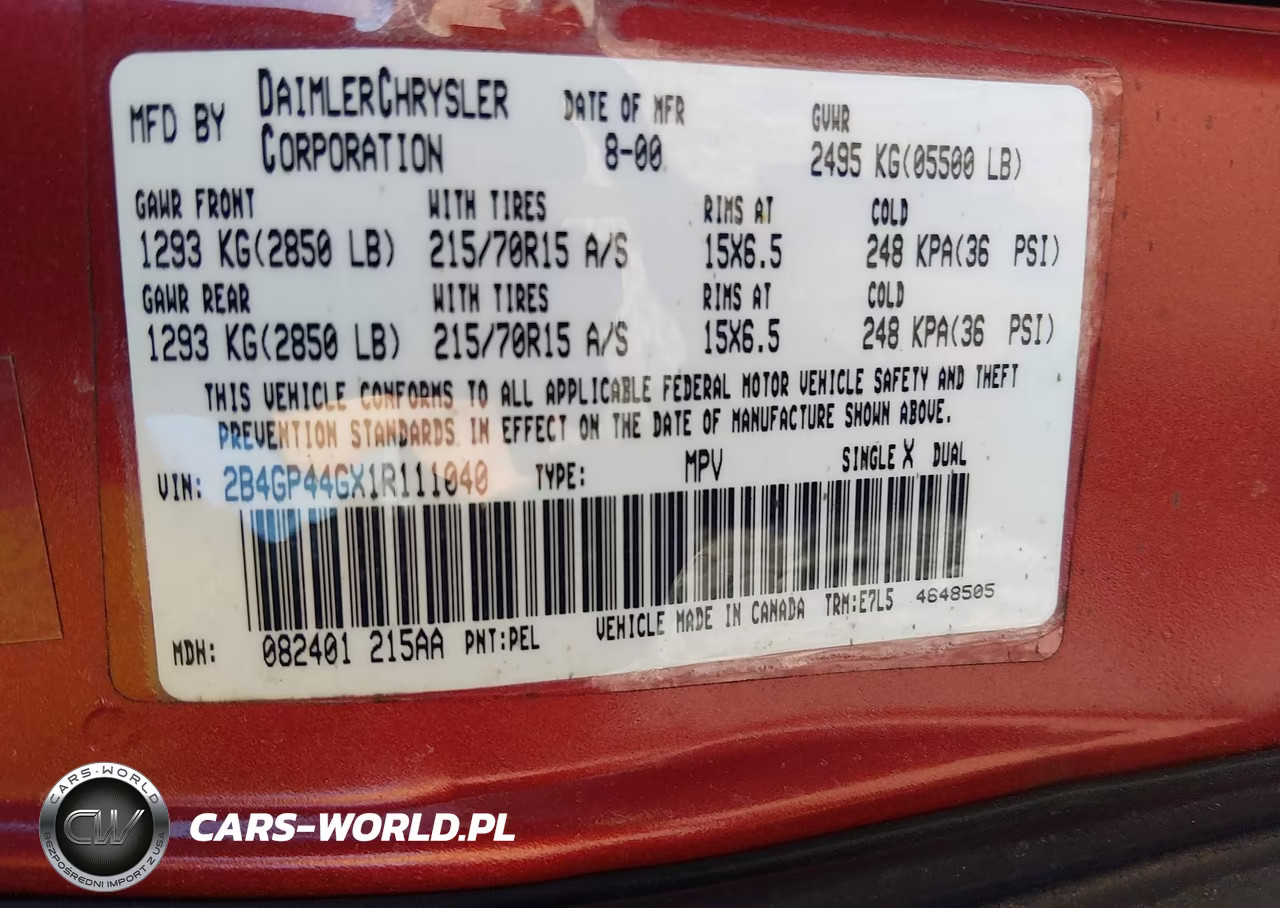 2001 Dodge Grand Caravan Sport VIN:2B4GP44GX1R111040 - 9