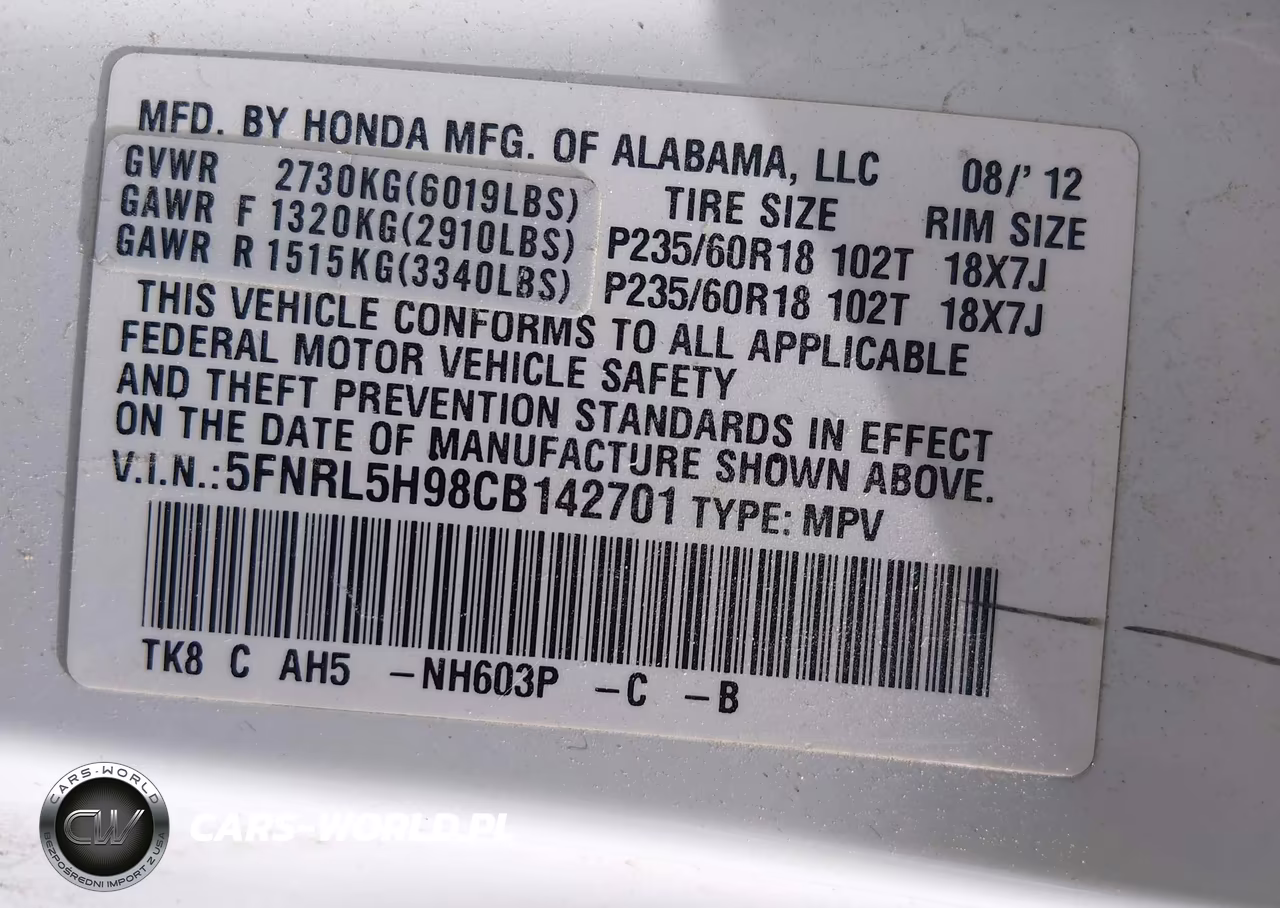2012 Honda Odyssey Touring-Touring Elite VIN:5FNRL5H98CB142701 - 9
