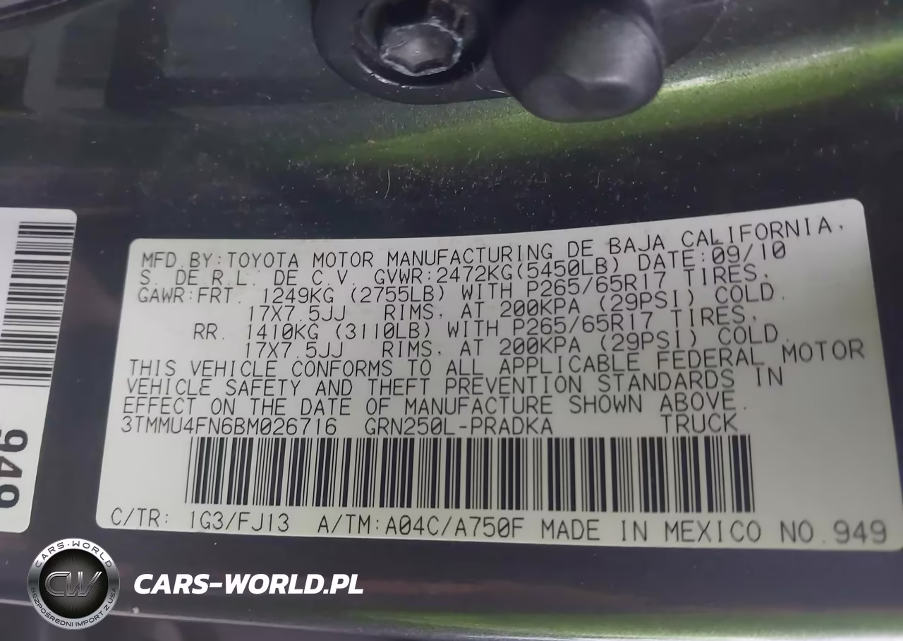 2011 Toyota Tacoma Base V6 VIN:3TMMU4FN6BM026716 - 9