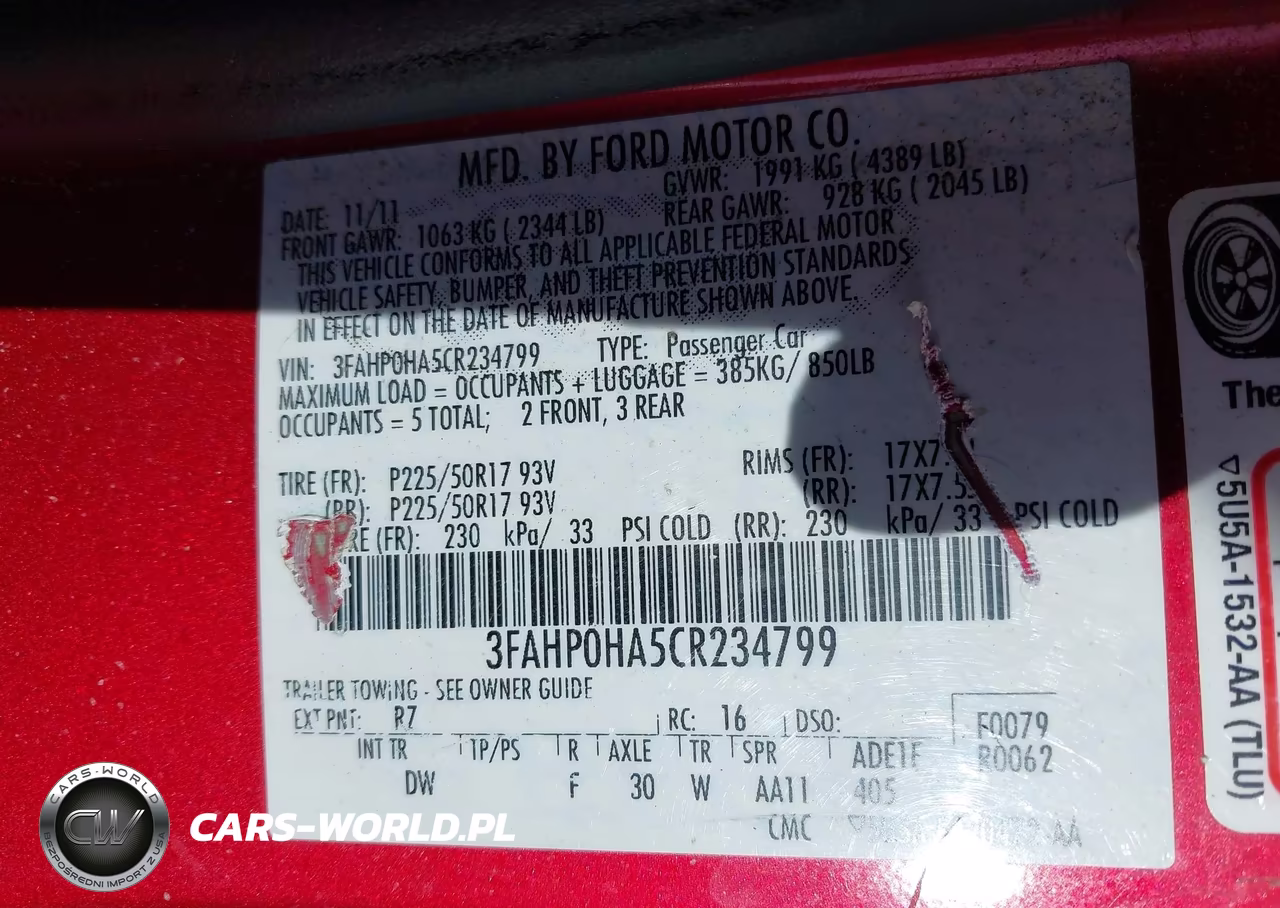 2012 Ford Fusion Se VIN:3FAHP0HA5CR234799 - 9