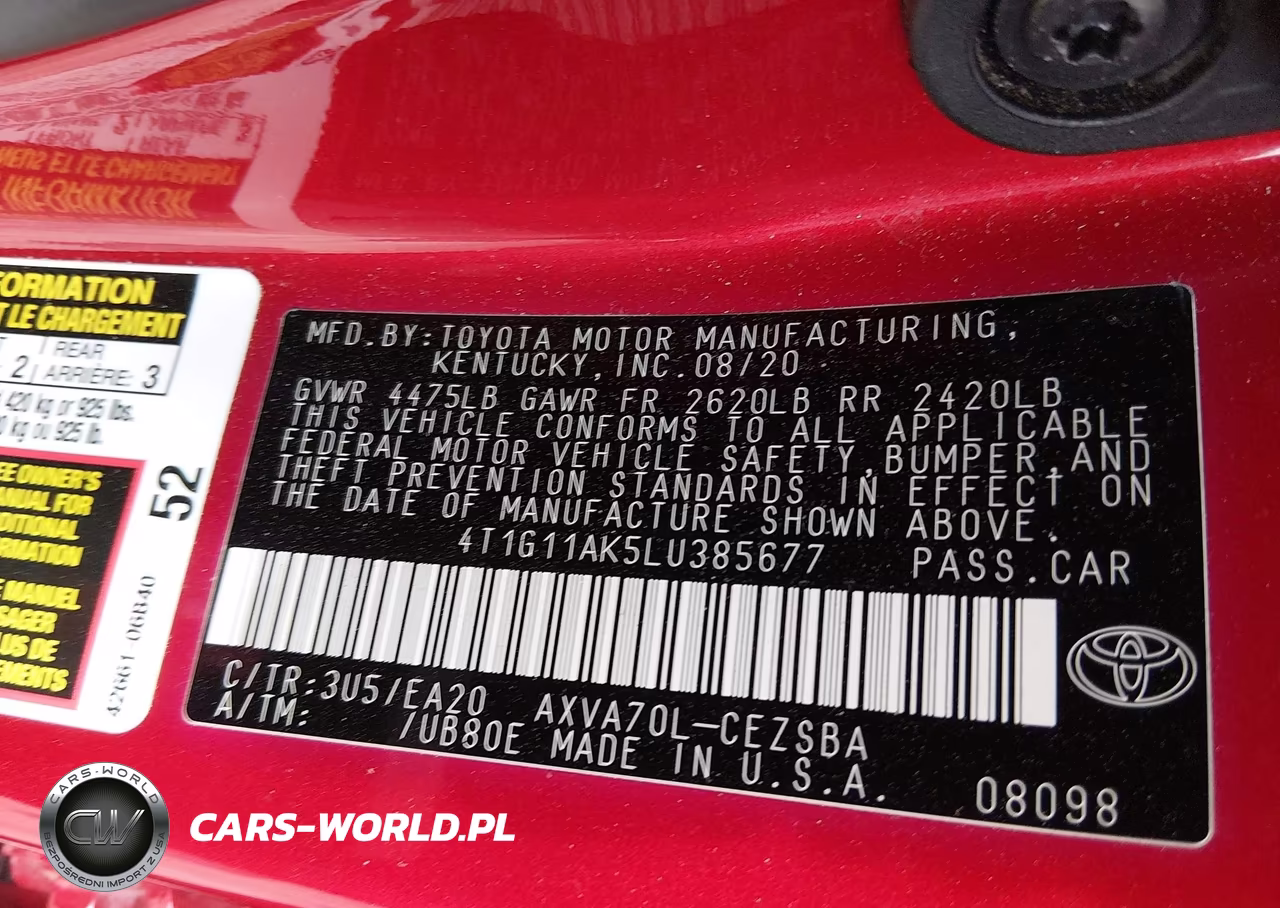 2020 Toyota Camry Se VIN:4T1G11AK5LU385677 - 9