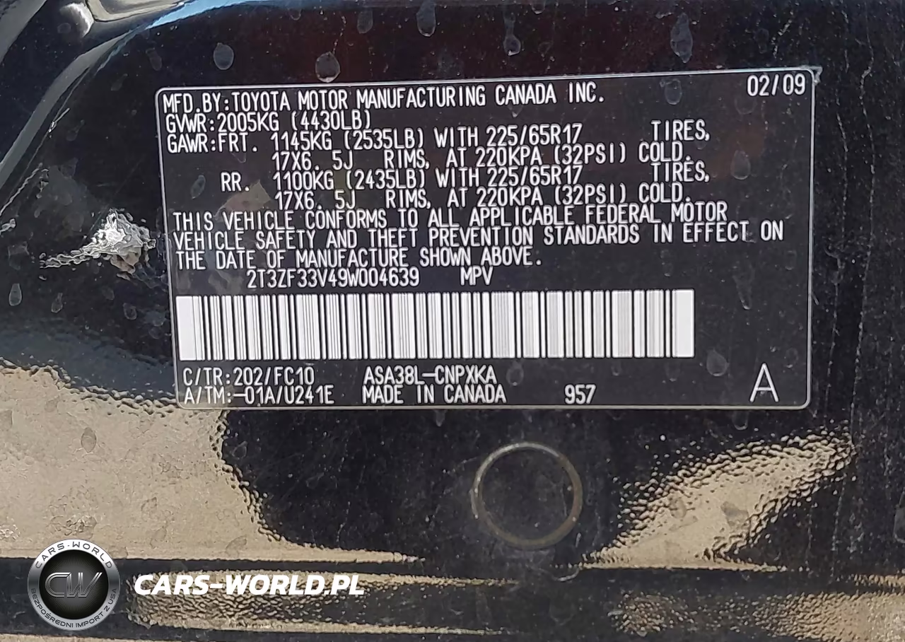 2009 Toyota Rav4 VIN:2T3ZF33V49W004639 - 9