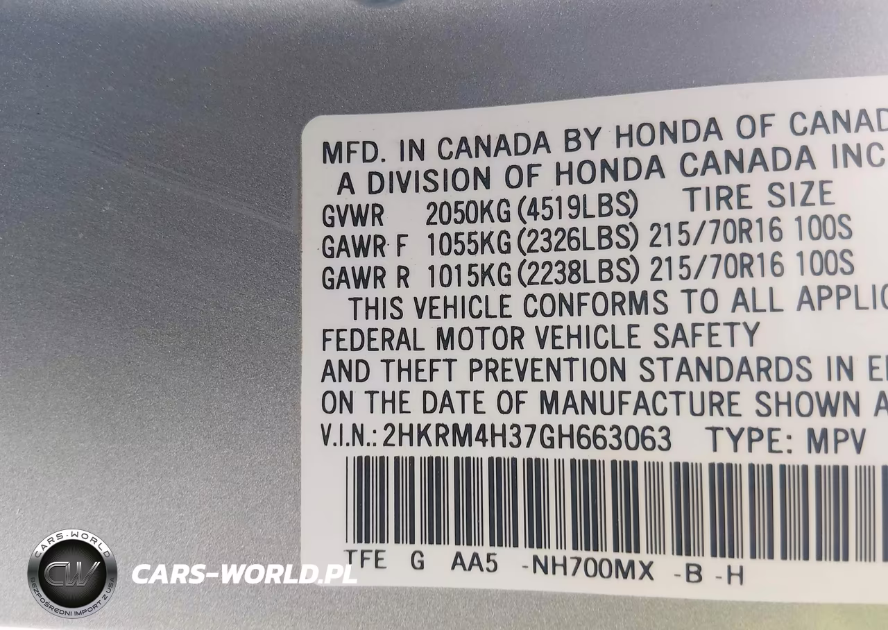 2016 Honda Cr-V Lx VIN:2HKRM4H37GH663063 - 9