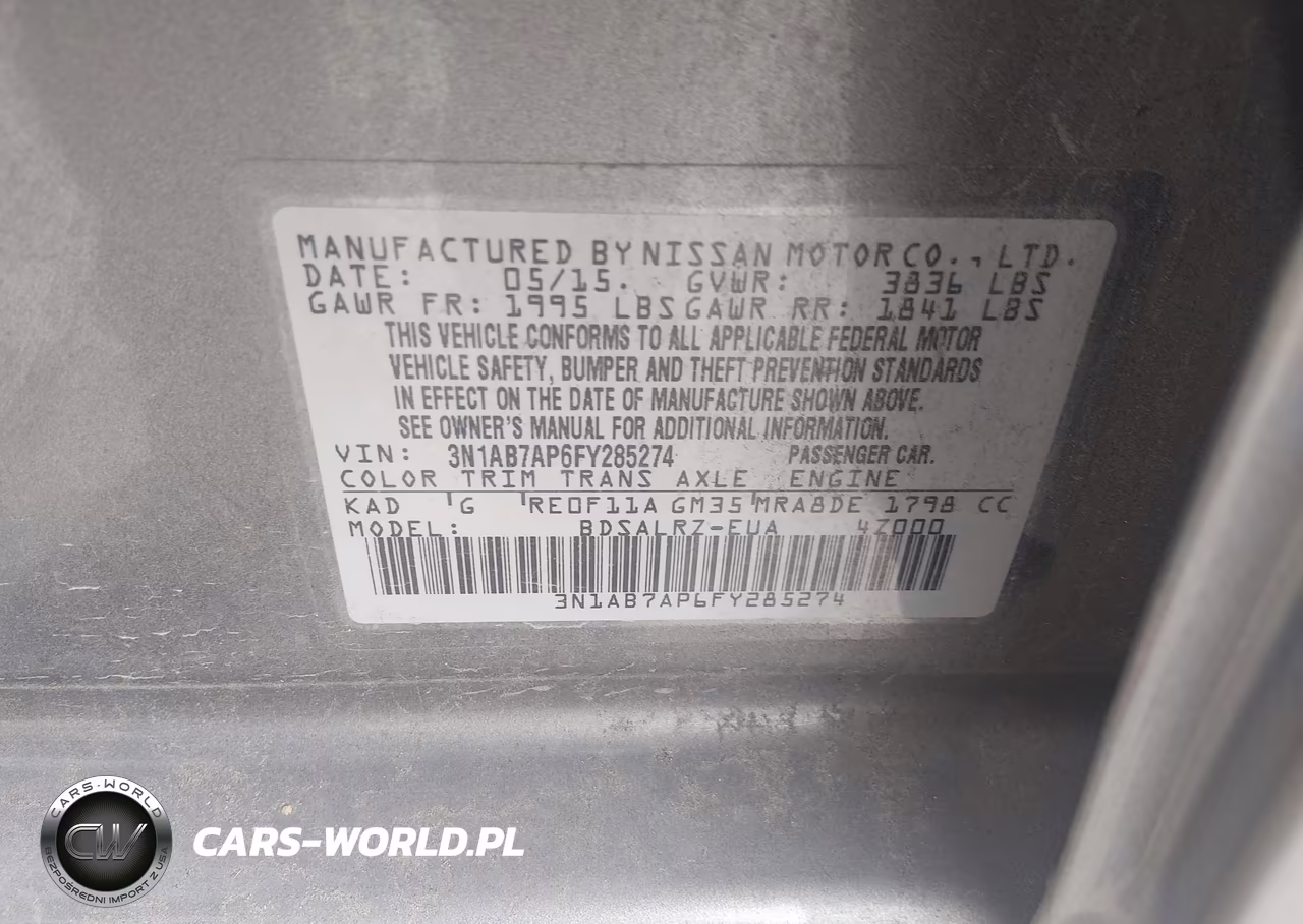 2015 Nissan Sentra Sr VIN:3N1AB7AP6FY285274 - 9