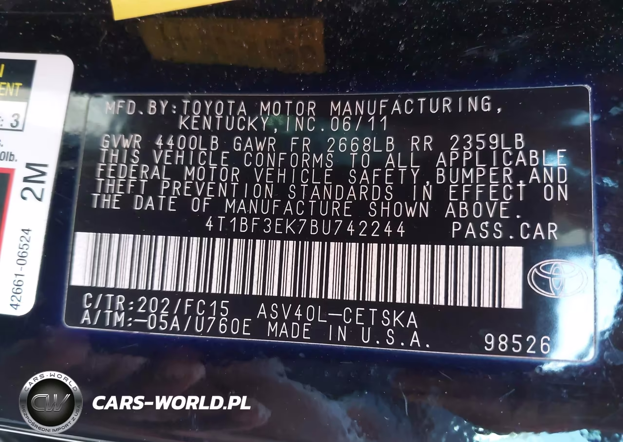 2011 Toyo Camry Se Automatic Se VIN:4T1BF3EK7BU742244 - 9