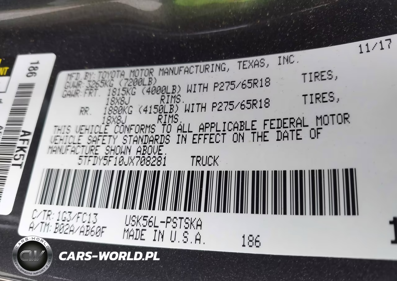 2018 Toyota Tundra Sr5 5.7L V8 VIN:5TFDY5F10JX708281 - 9