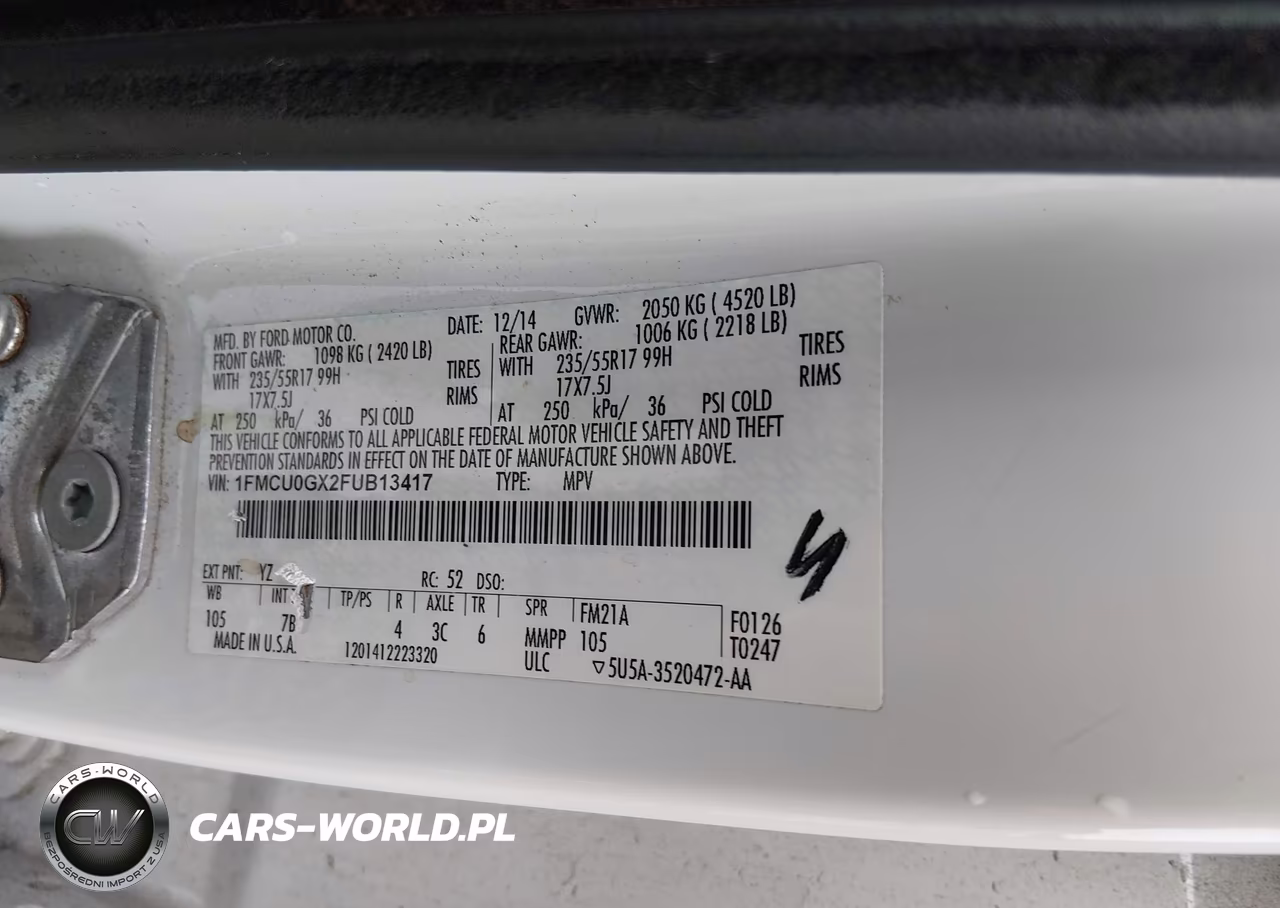 2015 Ford Escape Se VIN:1FMCU0GX2FUB13417 - 9