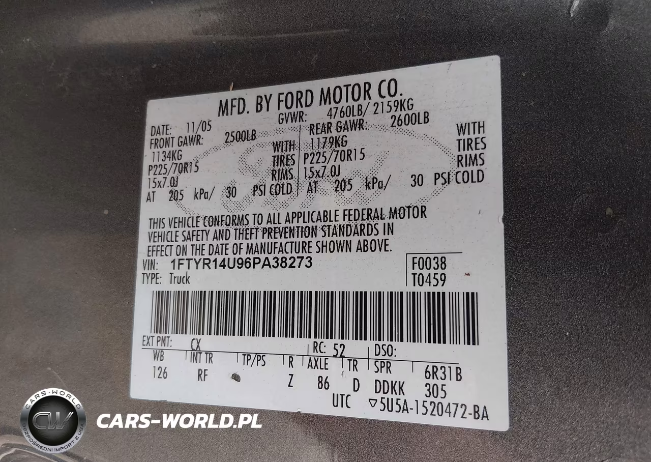 2006 Ford Ranger Sport-Stx-Xl-Xlt VIN:1FTYR14U96PA38273 - 9