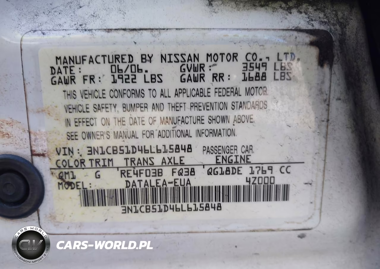 2006 Nissan Sentra 1.8S VIN:3N1CB51D46L615848 - 9