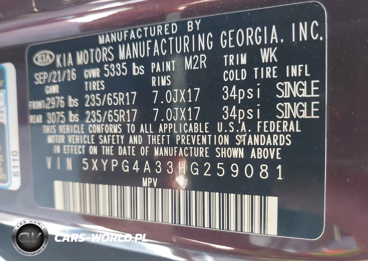 2017 Kia Sorento 2.4L Lx VIN:5XYPG4A33HG259081 - 9