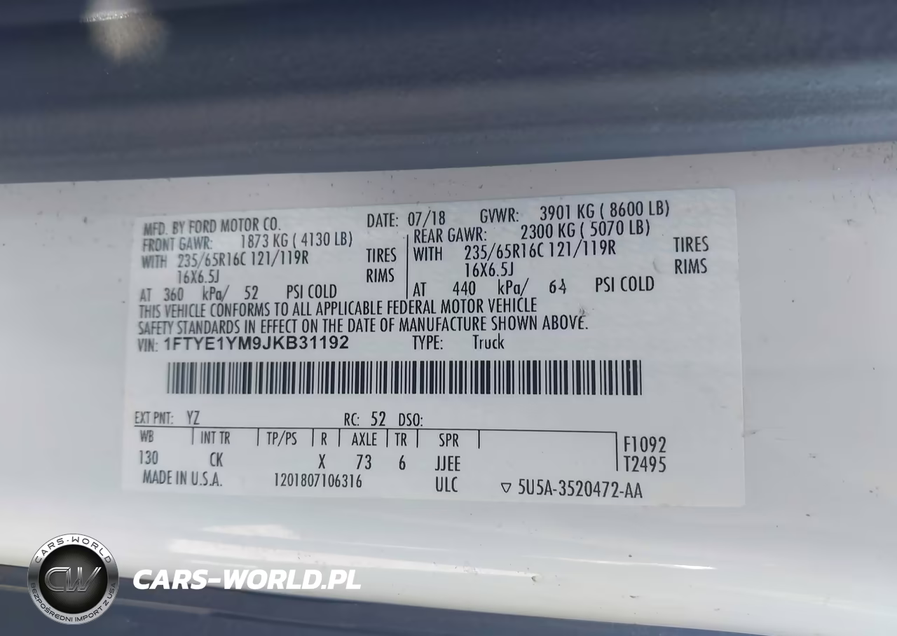 2018 Ford Transit-150 VIN:1FTYE1YM9JKB31192 - 9