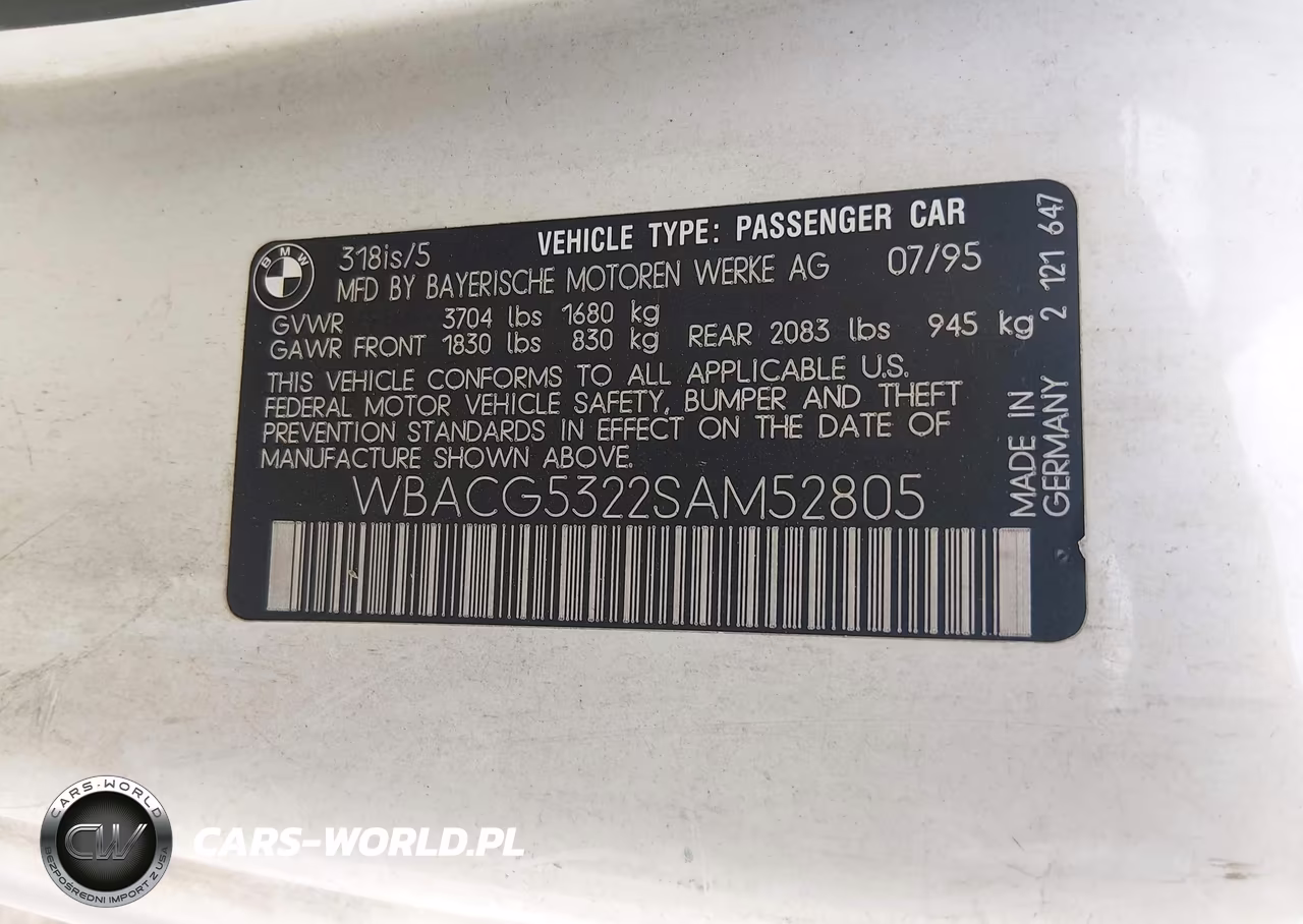 1995 BMW 318 Ti VIN:WBACG5322SAM52805 - 9