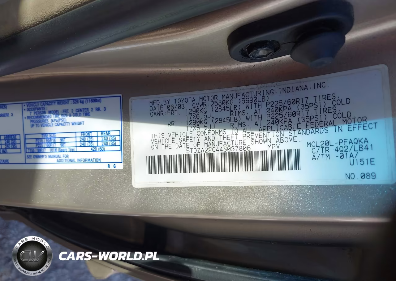 2004 Toyota Sienna Xle Limited VIN:5TDZA22C44S037806 - 9