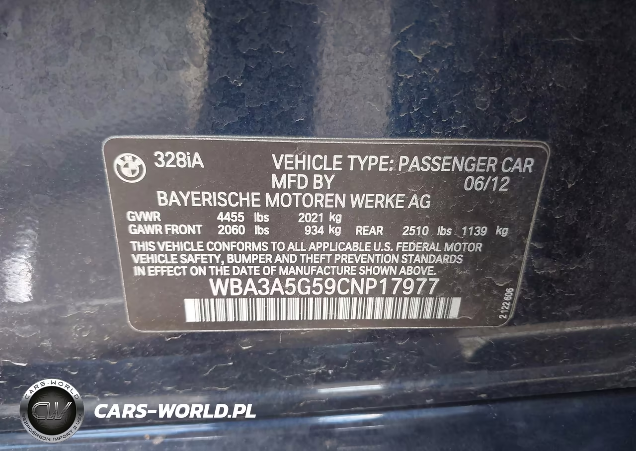 2012 BMW 328I VIN:WBA3A5G59CNP17977 - 9