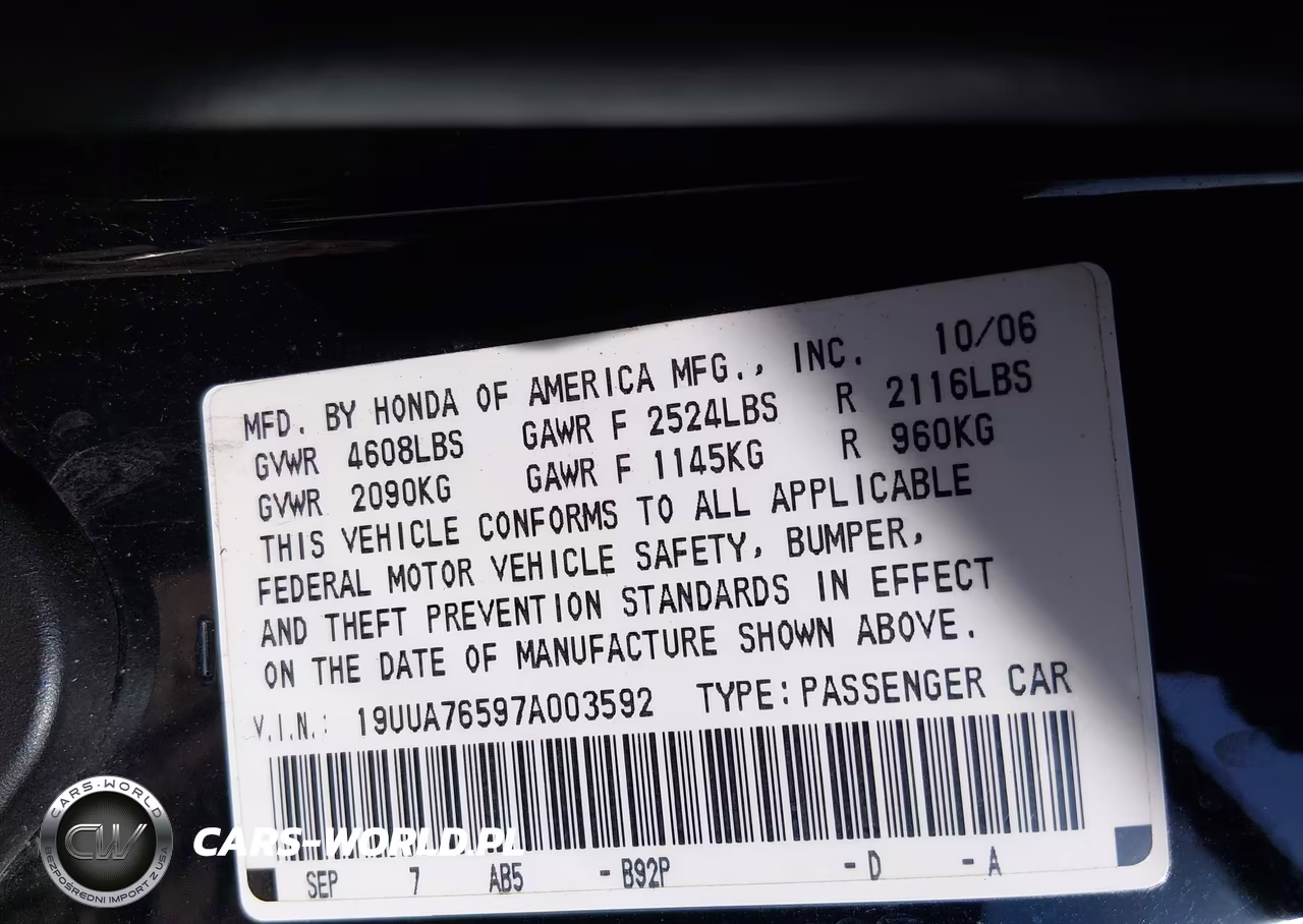 2007 Acura Tl Type S VIN:19UUA76597A003592 - 9