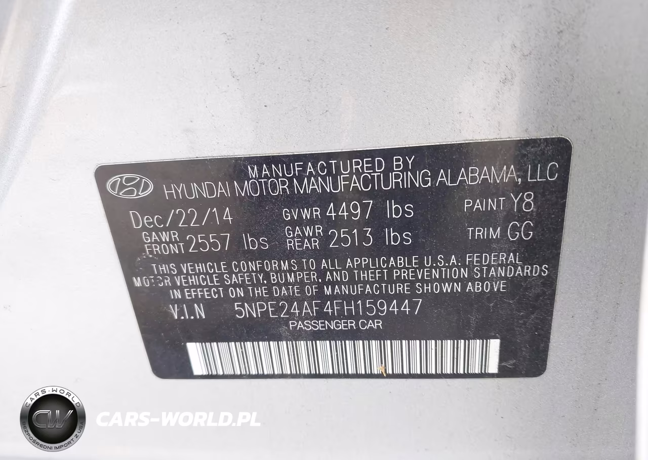 2015 Hyundai Sonata Se VIN:5NPE24AF4FH159447 - 9
