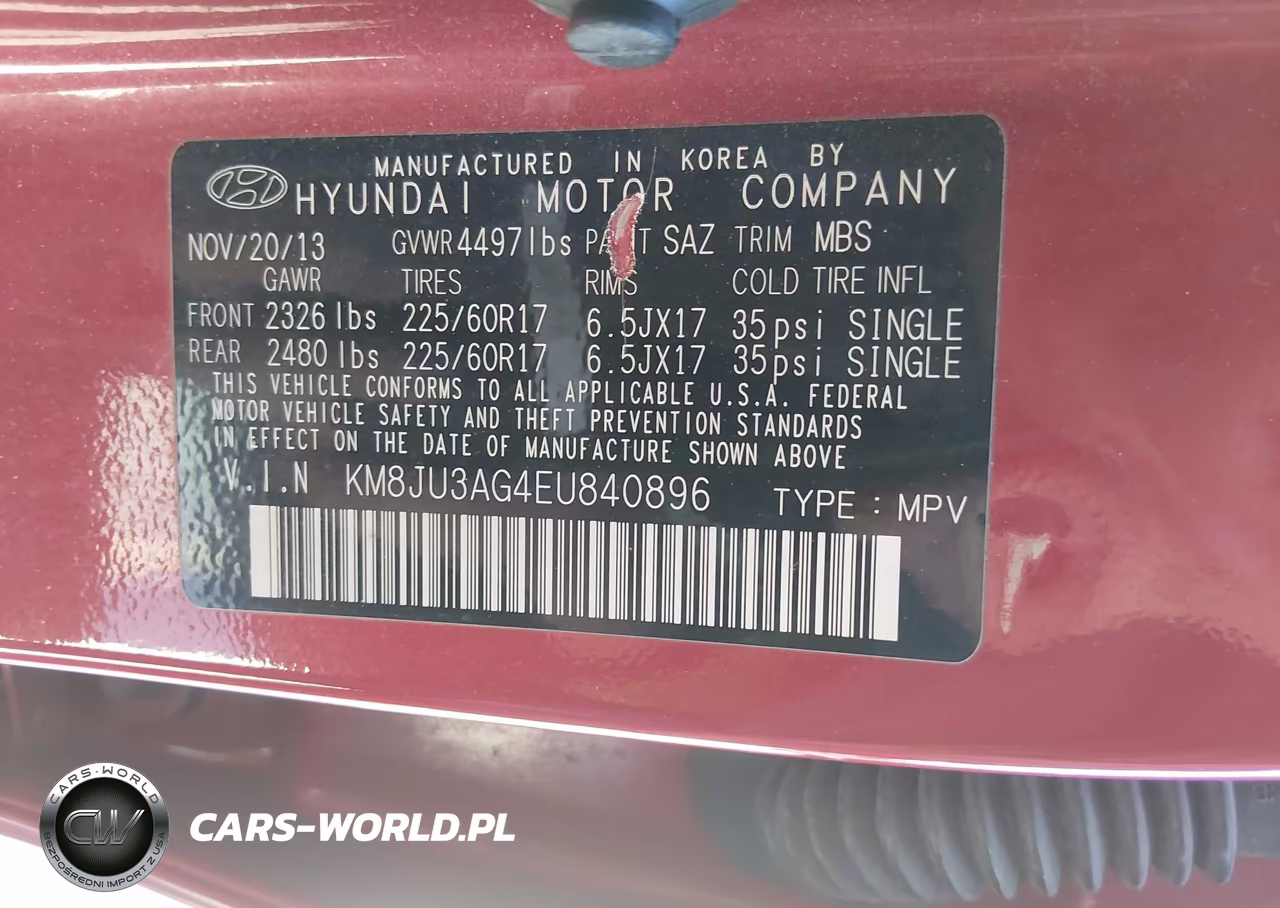 2014 Hyundai Tucson Se VIN:KM8JU3AG4EU840896 - 9
