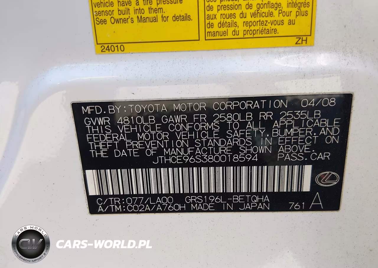 2008 Lexus Gs 350 VIN:JTHCE96S380018594 - 9