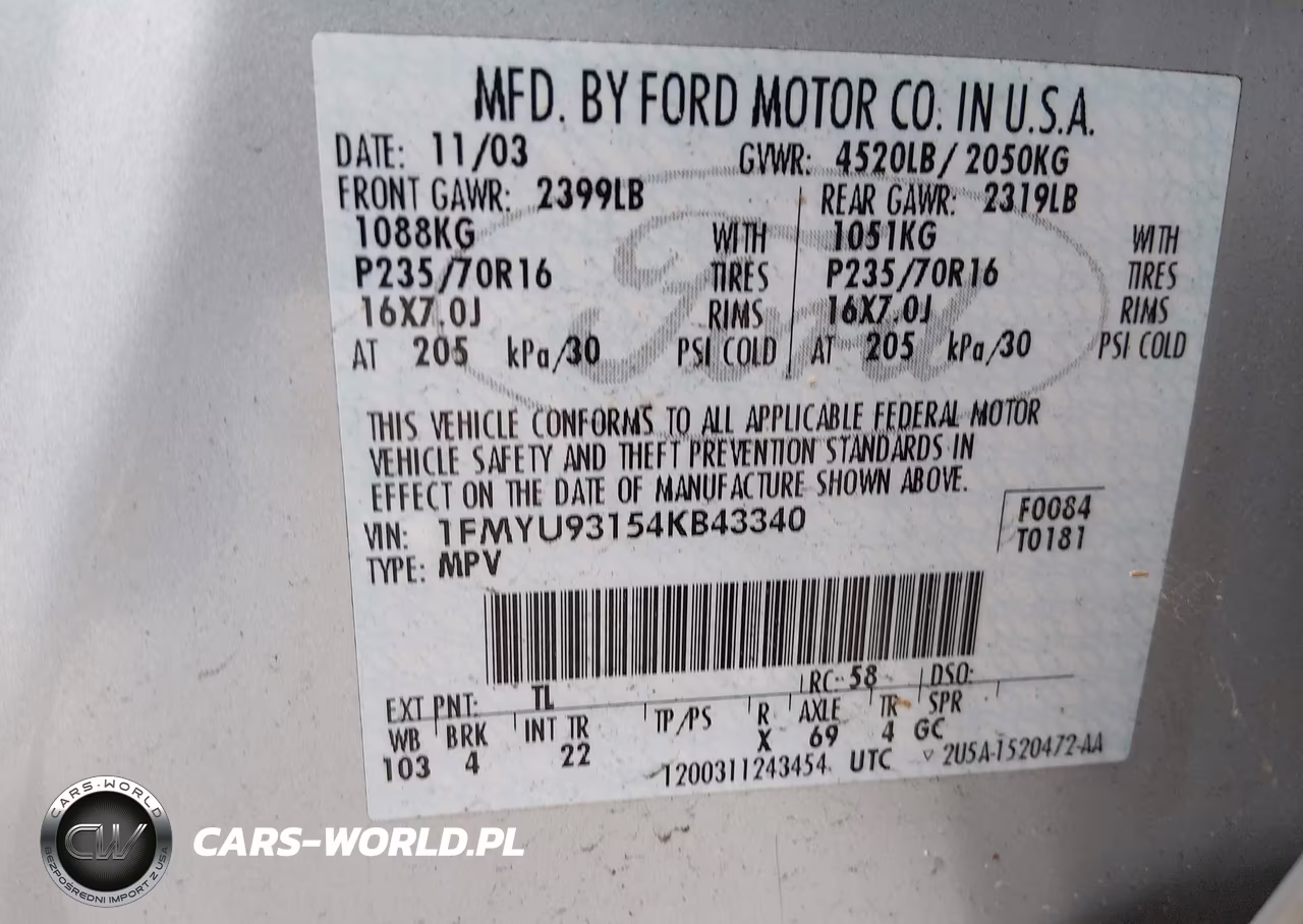 2004 Ford Escape Xlt VIN:1FMYU93154KB43340 - 9