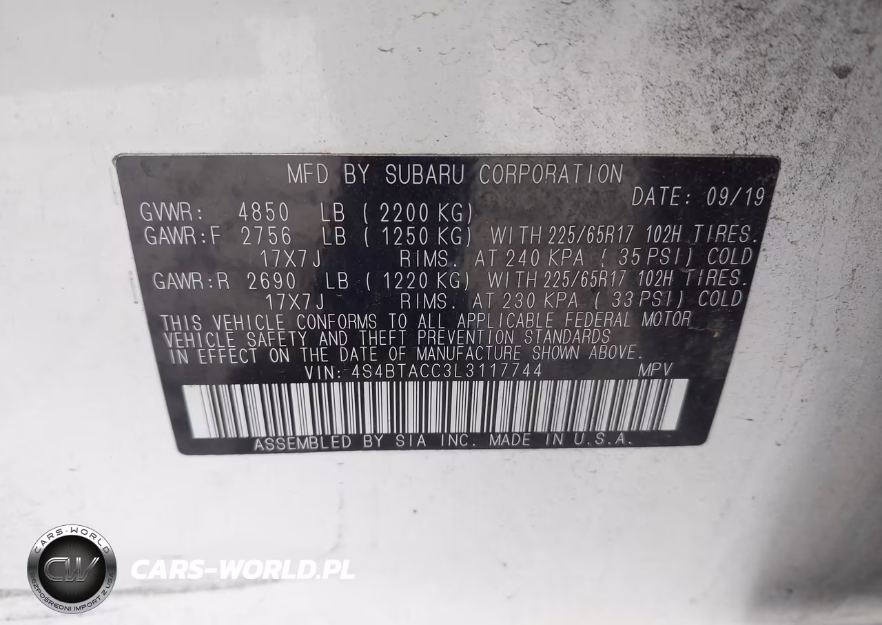 2020 Subaru Outback Premium VIN:4S4BTACC3L3117744 - 9