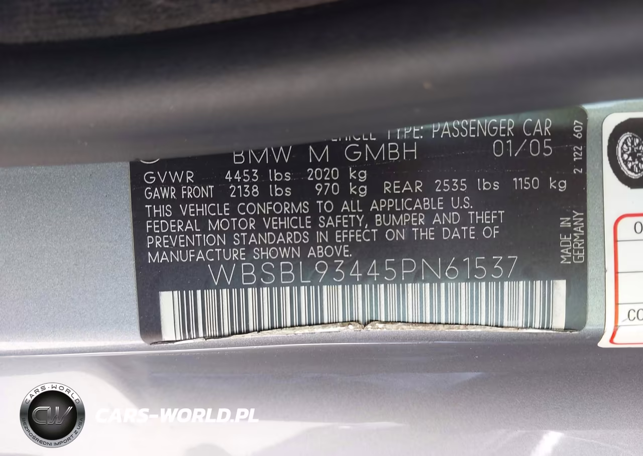 2005 BMW M3 VIN:WBSBL93445PN61537 - 9