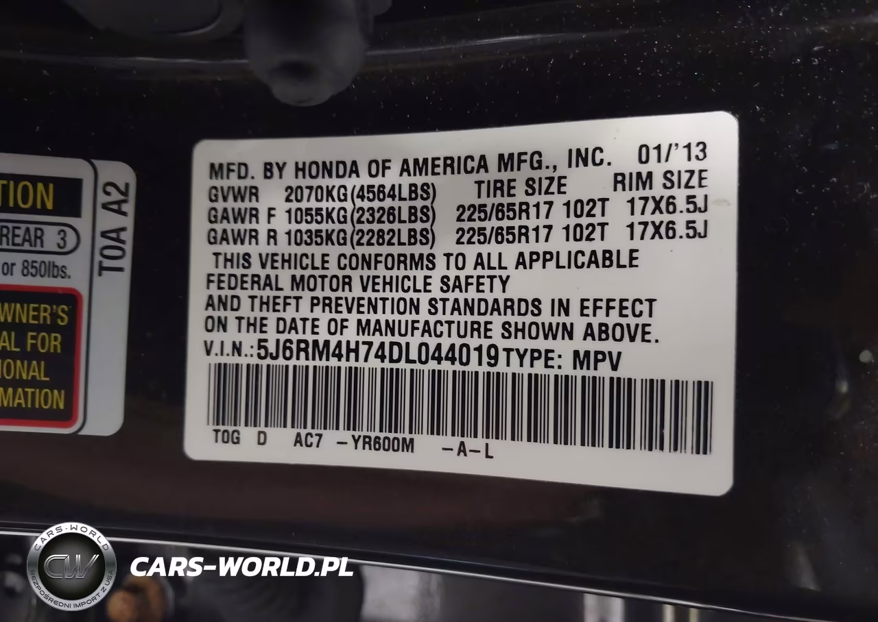 2013 Honda Cr-V Ex-L VIN:5J6RM4H74DL044019 - 9