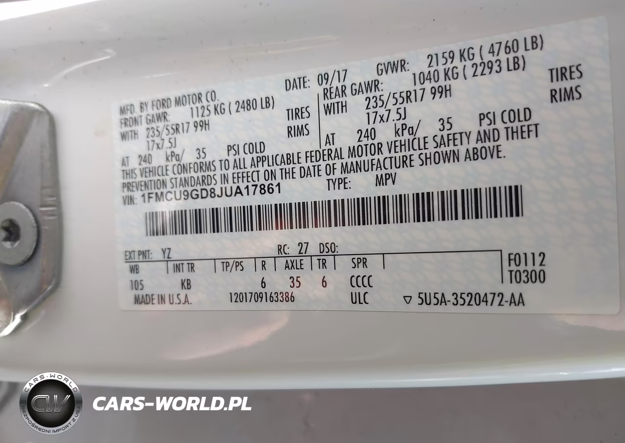 2018 Ford Escape Se VIN:1FMCU9GD8JUA17861 - 9