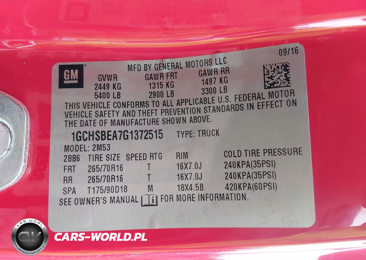 2016 Chevrolet Colorado Wt VIN:1GCHSBEA7G1372515 - 9