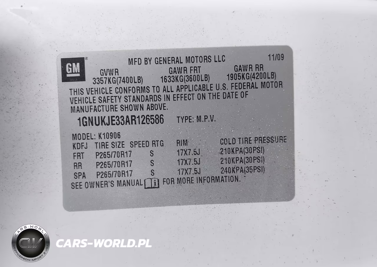 2010 Chevrolet Suburban 1500 Lt1 VIN:1GNUKJE33AR126586 - 9