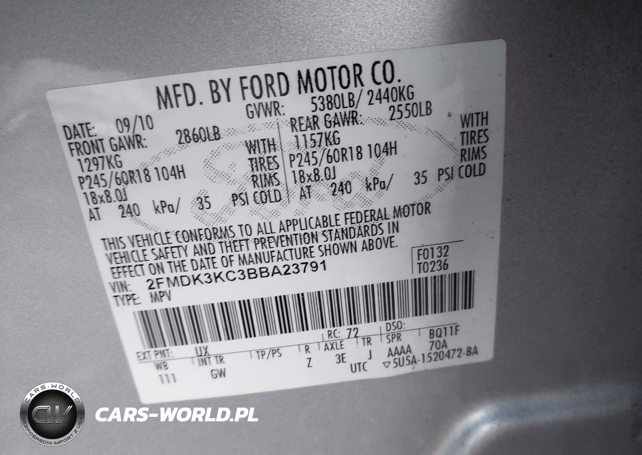 2011 Ford Edge Limited VIN:2FMDK3KC3BBA23791 - 9