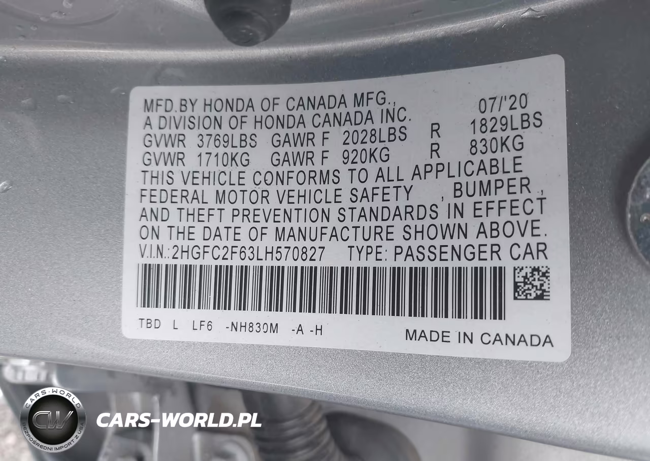 2020 Honda Civic Lx VIN:2HGFC2F63LH570827 - 9